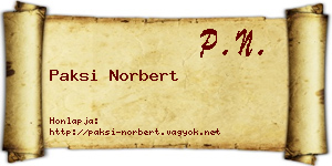 Paksi Norbert névjegykártya